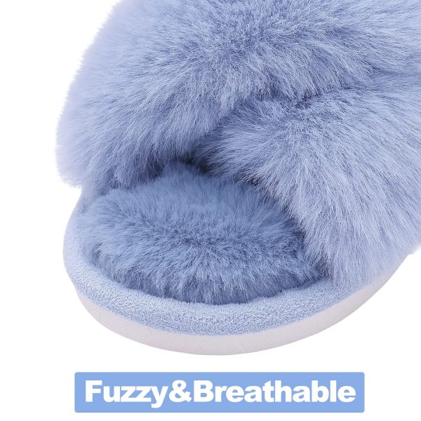 Winter Soft Plush Cozy Open Toe Slippers