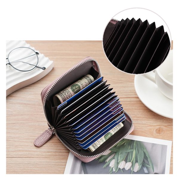 Multifunction Zippered Leather Organ Purse Coin Pouch