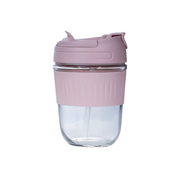 12 Oz Large Capacity Glass Water Bottle With Straw