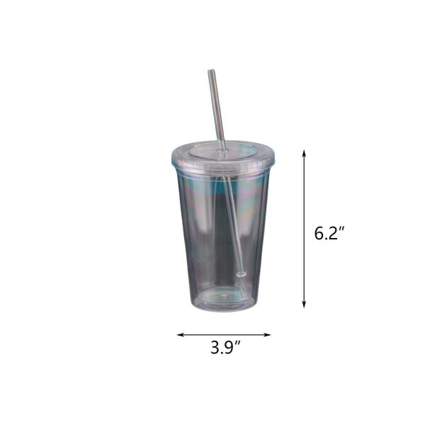 17 oz double wall plastic cup with lid