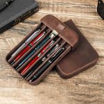 PU Leather Pen Organizer 6-pack Drawer Type Pencil Case