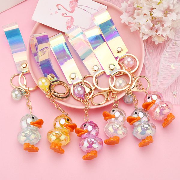 Cute and colorful acrylic duck keychain