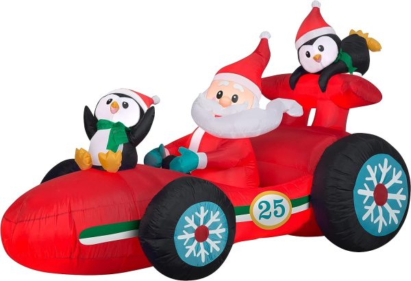 Christmas Inflatable Santa's Racecar with Penguins