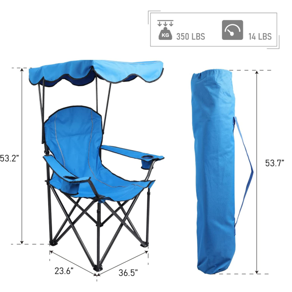 Portable Retractable Shade Canopy Folding Chair