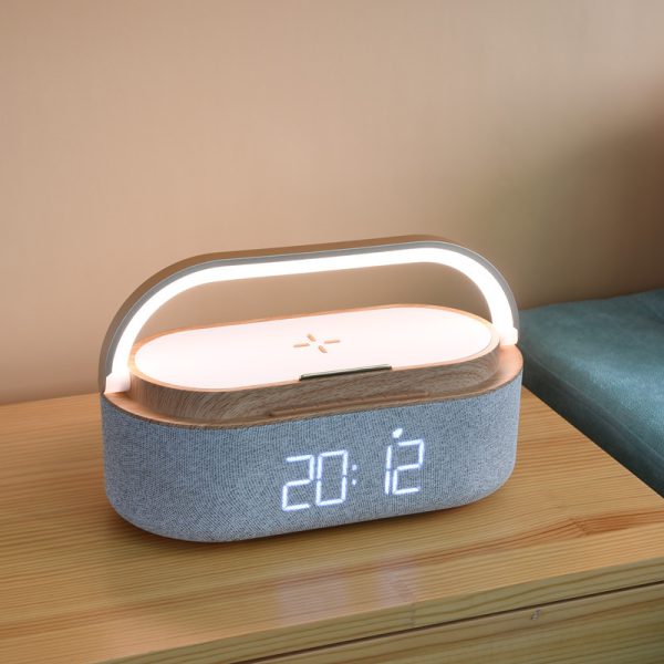 Alarm Clock With Wireless Charging Bluetooth Speaker