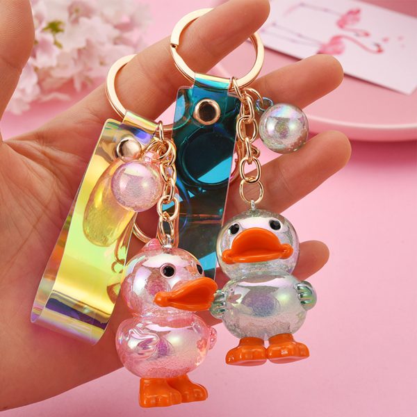 Cute and colorful acrylic duck keychain