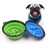 34oz Foldable Dogs Water Food Slow Feeder Bowl