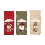 Christmas Santa Claus Wine Bottle Covers Drawstring Bags