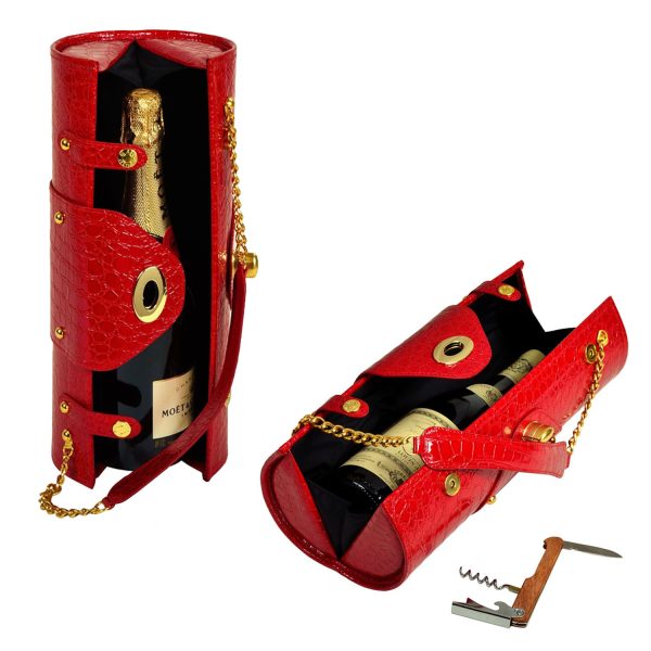 Portable Women's Leather Wine Carrier