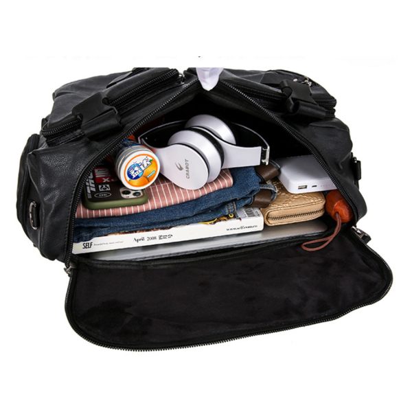 PU Leather Multi-functional Travel Backpack