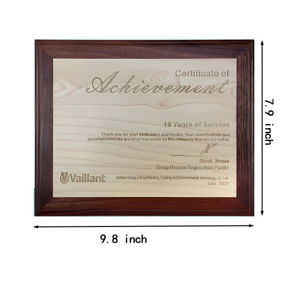 Honorary Certificate Holder Of Cherry Wood Veneer Office