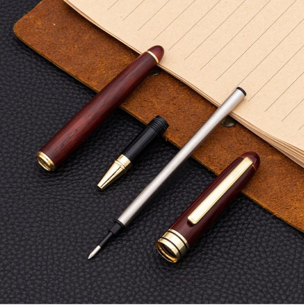 Red bamboo wooden box unisex jewel business signature pen