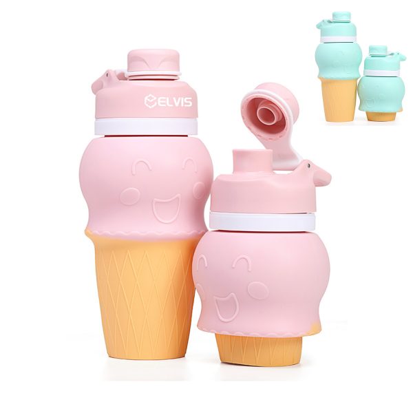 Kid's foldable silicone water bottle