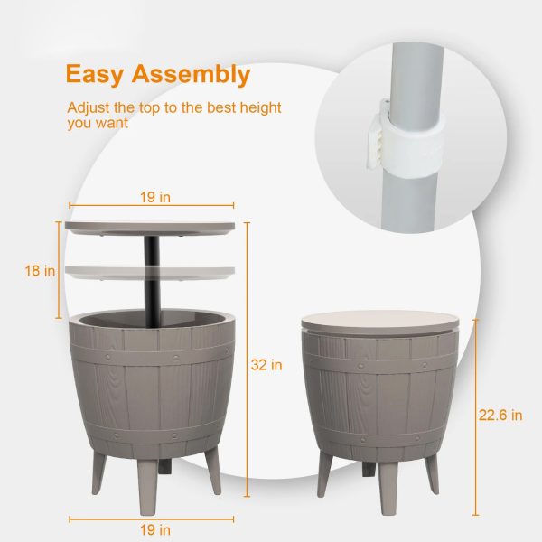 37L Adjustable Ice Bucket Bar Table