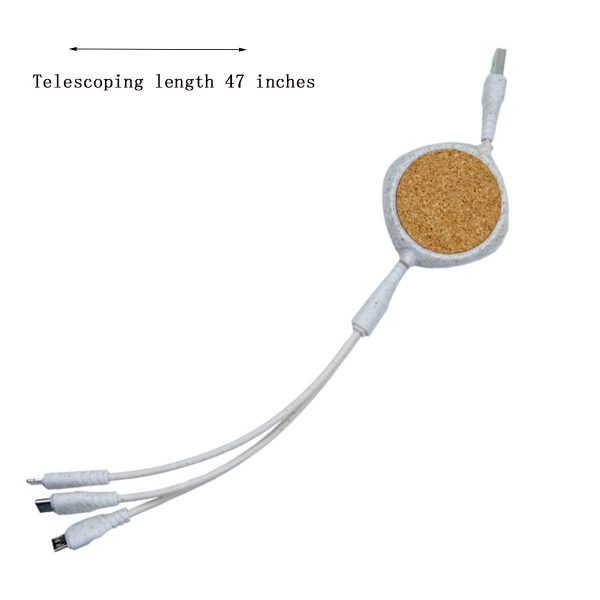 3 in 1 wheat straw telescopic data cable