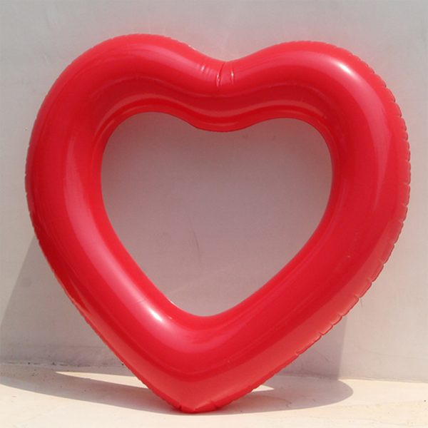 Thickened PVC adult heart-shaped inflatable swimming ring