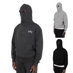 Full Face Zip Up Hoodie With Eye Holes Sweatshirt