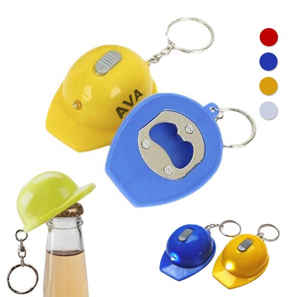 Hard Hat-Shaped Bottle Opener Key Ring