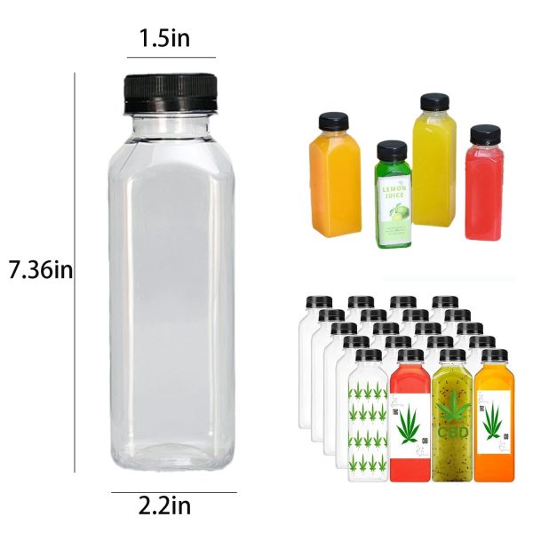 16-Oz Square Plastic Juice Bottles