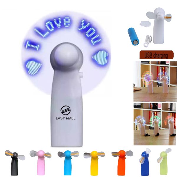 Led Neon Glow Light-Up Message Rechargeable Fan