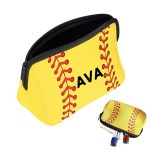 Yellow Baseball Cosmetic Bag