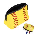 Yellow Baseball Cosmetic Bag