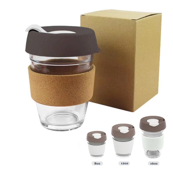 12Oz Glass Coffee Mug With Lid