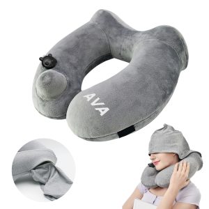 Inflatable U-Shaped Pillow With Hat