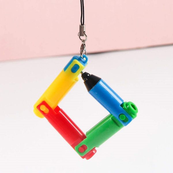 Foldable Plastic Puzzle Ballpoint Pen w/ Hanging Chain