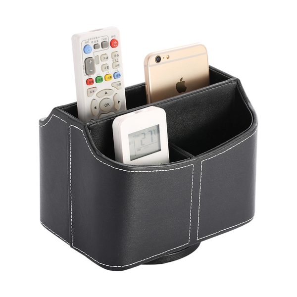 Leather Spinning Desk Organizer