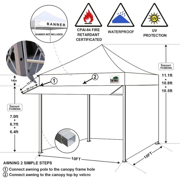 Tent/Canopy With 1 Awning, 4 Side Walls, Roller Bag