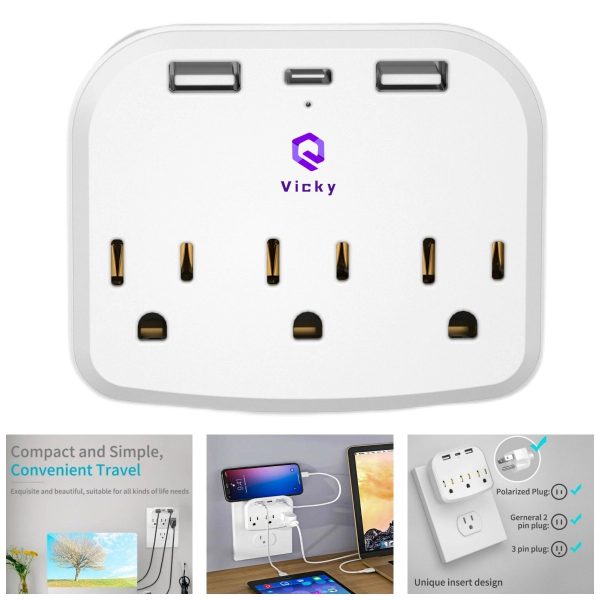 3-Outlet Extender With 3 Usb Power Strip