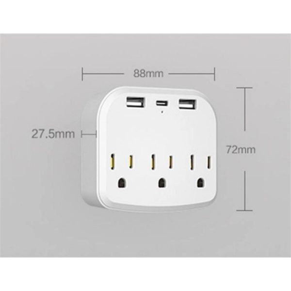 3-Outlet Extender With 3 Usb Power Strip