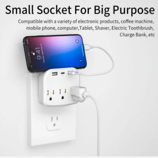 3-Outlet Extender With 3 Usb Power Strip