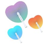 Heart Plastic Handle Paper Folding Fan