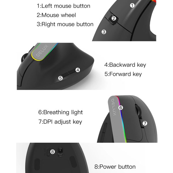 Wireless Bluetooth Dual Mode Charging Ergonomic Mouse