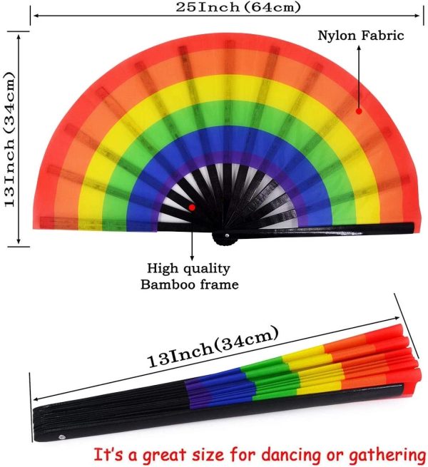 Rainbow Rave Folding Pride Plastic Fan