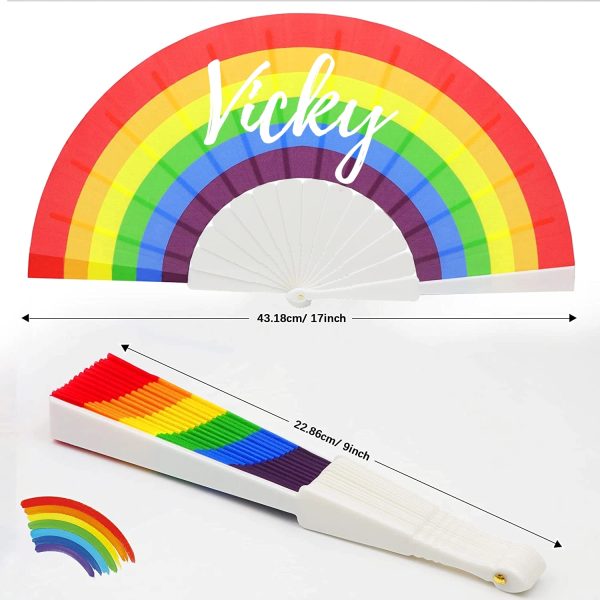 Rainbow Rave Folding Pride Plastic Fan