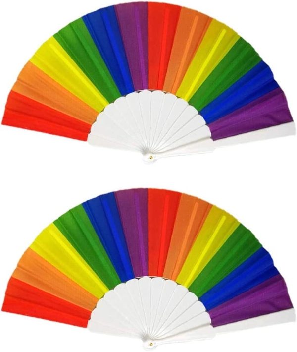 Rainbow Rave Folding Pride Plastic Fan