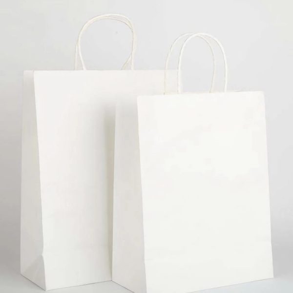 White/Brown Paper Bag With Handle Bulk