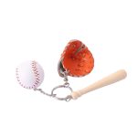 Keychain With Wooden Baseball Bat