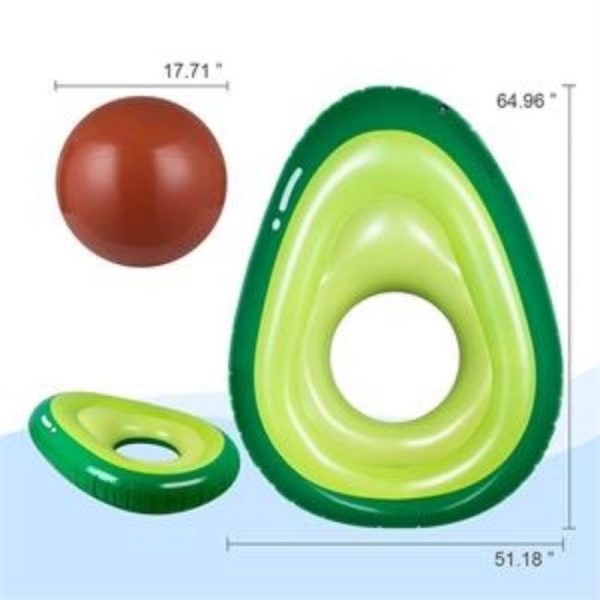 Inflatable Avocado Pool Float With Ball