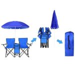 Folding Outdoor Double Chair With Removable Umbrella