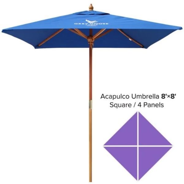 Commercial Market Umbrella-8'X8' 4 Panels Wood Pole