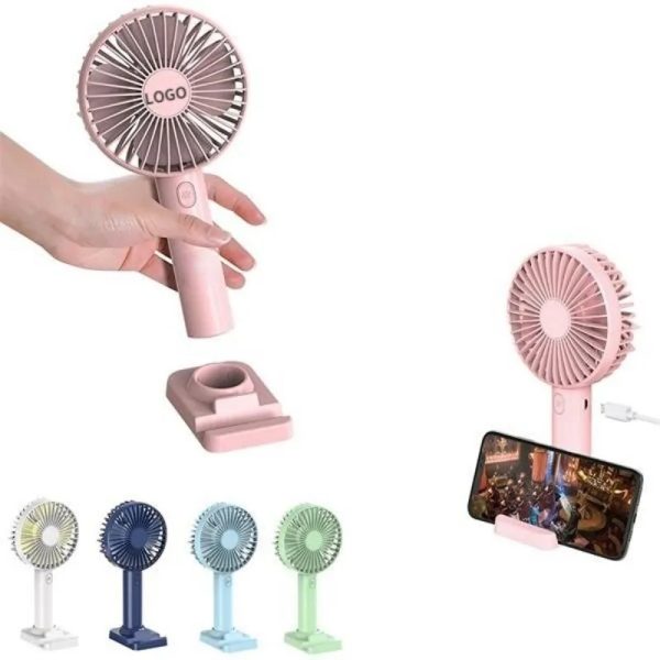 Round Handheld Fan With Phone Stand