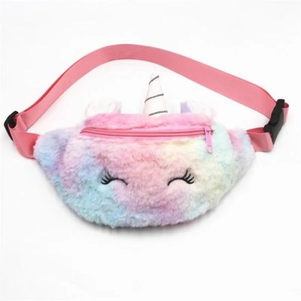 Girls Plush Pack Kids Unicorn Waist Cross Body Bag