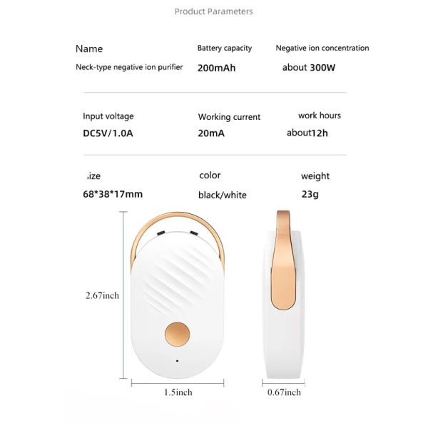 Mini Personal Wearable Negative Ion Air Purifier