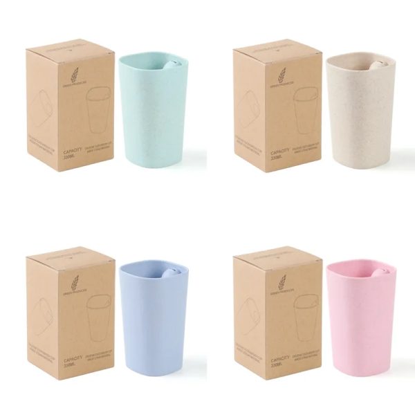 Wheat Straw Plastic Toothbrush Holder Cups