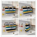 Rainbow Canvas Tote Striped Shoulder Bag