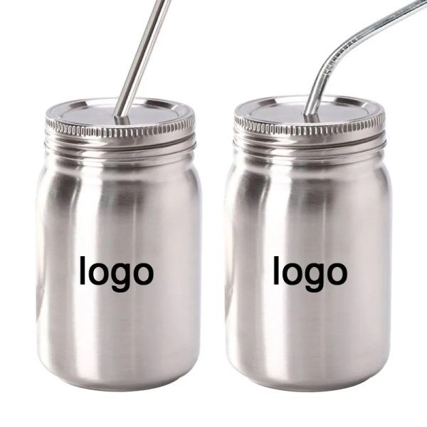 17Oz Stainless Steel Mason Jar Tumbler